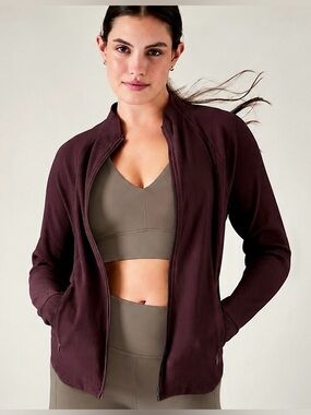 ATHLETA Salutation Ribbed Jacket Cabernet Burgundy